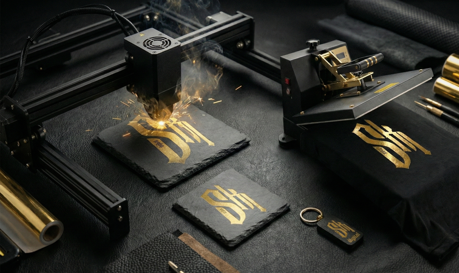 Gravure laser de précision sur miroir réalisée par SKL Digital, graphiste à Dijon